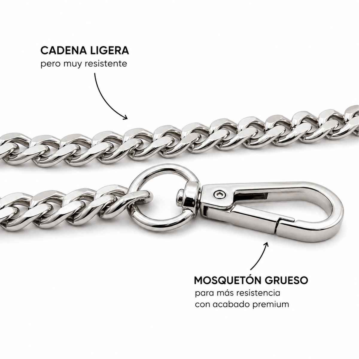 Cadena Bolso con Mosquetones Premium – 65 cm
