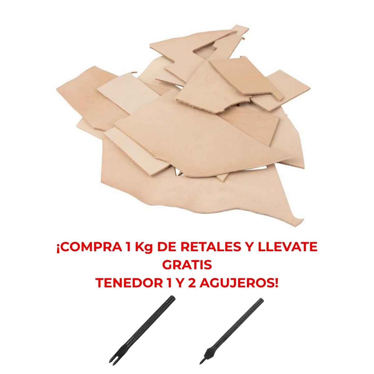 (1Kg) Retales de vaquetilla NATURAL + 2 REGALOS